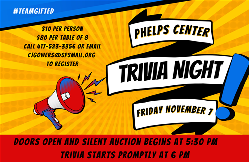 Phelps Trivia Night, Doors open and silent auction begins at 5:30 p.m. Trivia starts promptly at 6 p.m. cjgowers@spsmail.org